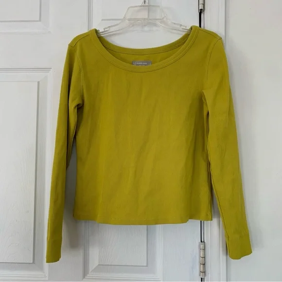 Everlane The Long-Sleeve Ribbed Scoop-Neck Tee in Key Lime S - Picture 3 of 8